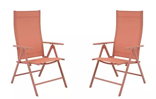 OUTLET GREEN LOUNGE SET OF 2 FOLDING RECLINERS IN TERRACOTTA