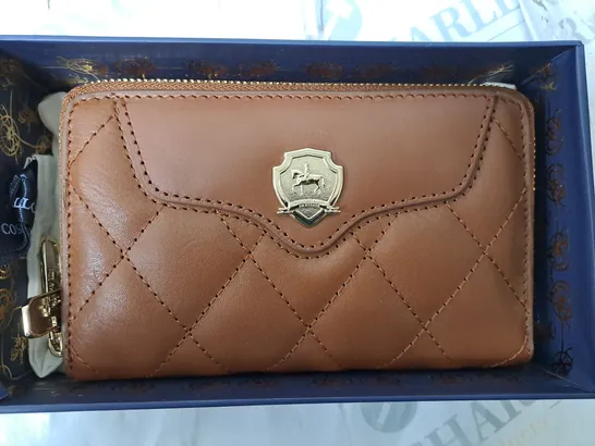 BOXED PAUL COSTELLOE DRESSAGE PURSE IN BROWN 