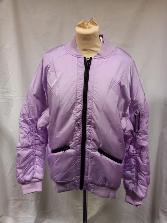 BRAND NEW KOI MESSAGES UNISEX BOMBER JACKET, LILAC - MEDIUM