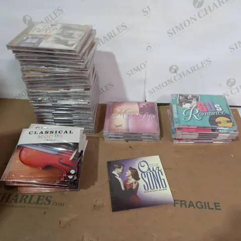 LOT OF APPROX 70 ASSORTED MUSIC CDS TO INCLUDE TEEN PARTY, CLASSICAL MOODS, 60S ROMANCE ETC