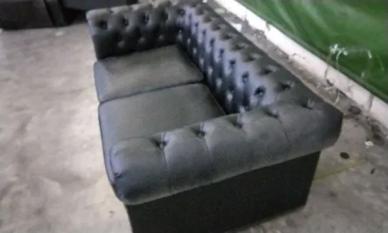 DESIGNER BLACK LEATHER CHESTERFIELD STYLE 2 SEATER SOFA