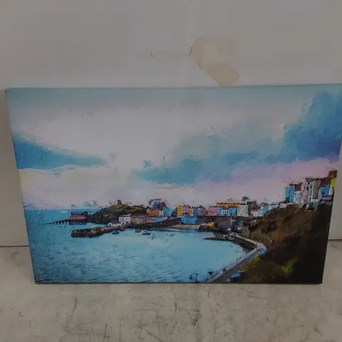 BOXED TENBY HARBOUR IN PEMBROKESHIRE WALES - WRAPPED CANVAS 