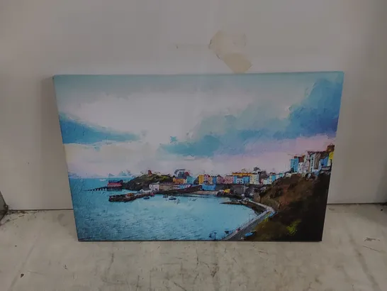 BOXED TENBY HARBOUR IN PEMBROKESHIRE WALES - WRAPPED CANVAS 