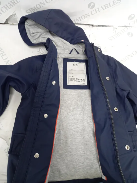 M&S RAINPROOF NAVY COAT - 2-3YRS