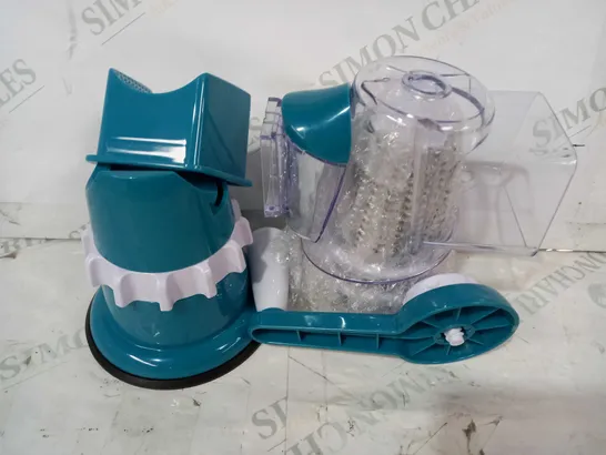 COOK'S ESSENTIALS SPEED GRATER & SLICER WITH SUCTION BASE - TEAL