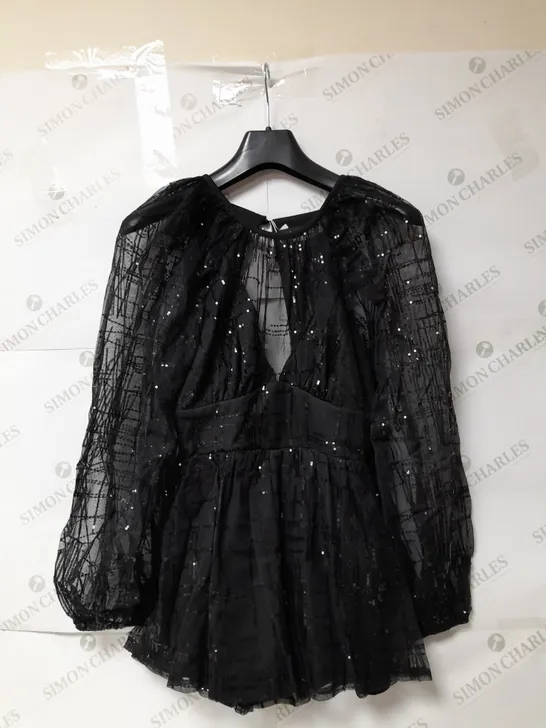 IN THE STYLE PETITE BLACK PALAZZO SEQUIN PLAYSUIT SIZE 8