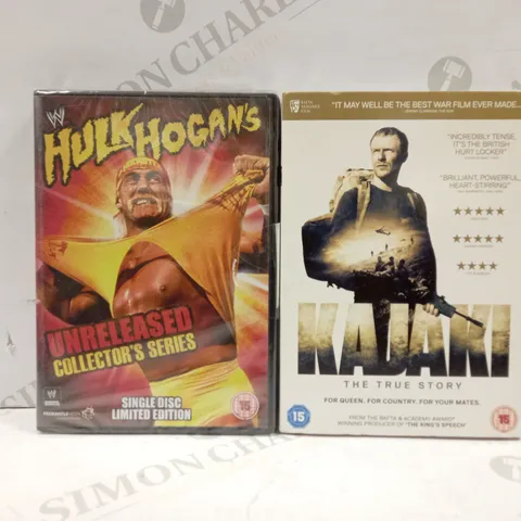 LOT OF APPROXIMATELY 18 DVDS TO INCLUDE 17 'HULK HOGAN UNRELEASED COLLECTORS SERIES SINGLE DISC LIMITED EDITION' DVDS, 1 'KAJAKI THE TRUE STORY' DVD