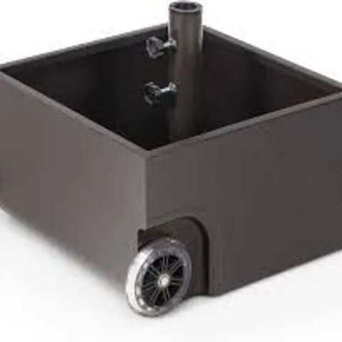 BOXED FILLABLE UMBRELLA BASE STAND WITH LOCKABLE UNIVERSAL WHEELS