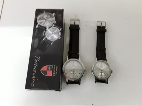 BOXED PAIR OF ROYAL SPENCER HIS AND HERS WATCHES