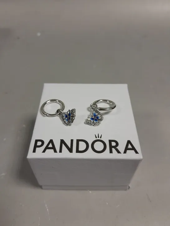 PANDORA BLUE BUTTERFLY HOOP EARRINGS