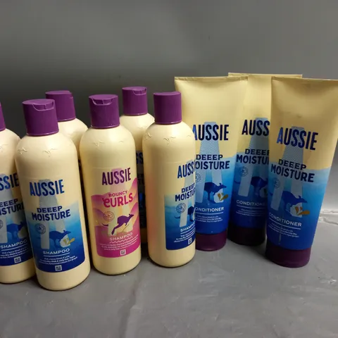 APPROXIMATELY 9 ASSORTED AUSSIE DEEP MOISTURE HAIR PRODUCTS TO INCLUDE SHAMPOO, CONDITIONER