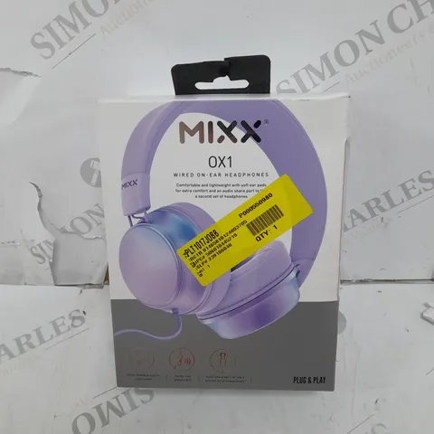 MIXZX 0X1 WIRED ON EAR HEADPHONES PURPLE 