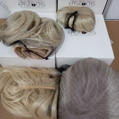 EASILOCKS HAIR BUNDLE OF 4 BOXES: ICE BLONDE - 1 X EXTRA VOLUME, 1 X AMY WIG, 1 X 16" BLOWDRY CLIP-IN & 1 X FRINGE
