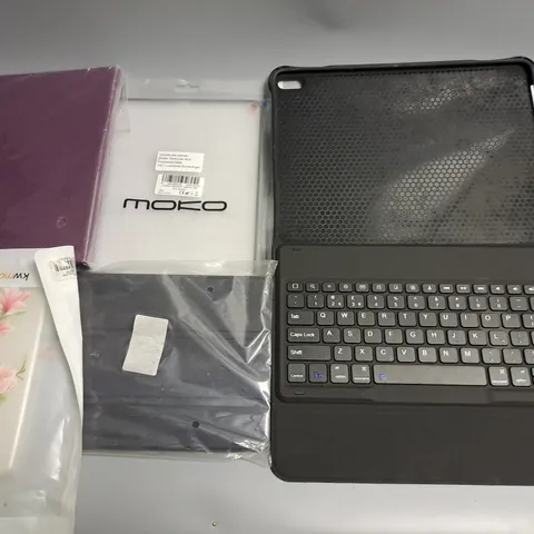 LOT OF 5 ASSORTED TABLET CASES TO INCLUDE 10.8" IPAD CASE AND FOLIO KEYBOARD 