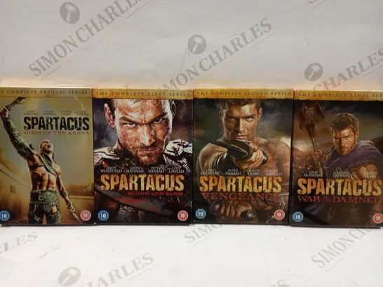 4 SPARTACUS DVDS TO INCLUDE VENGEANCE, BLOOD AND SAND AND WAR OF THE DAMNED