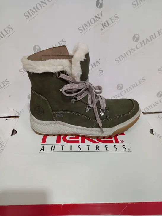 BOXED RIEKER ANTISTRESS KHAKI GREEN & WHITE HIKING BOOT 