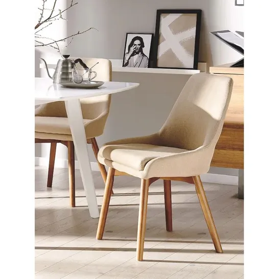 BOXED SET OF 2 ROZZER BEIGE POLYESTER UPHOLSTERED CHAIRS (1 BOX)