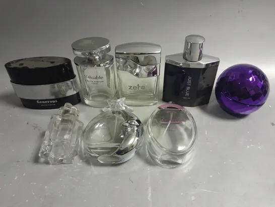 APPROXIMATELY 10 ASSORTED EMPTY FRAGRANCE GLASS BOTTLES FROM VARIOUS BRANDS - COLLECTION ONLY 