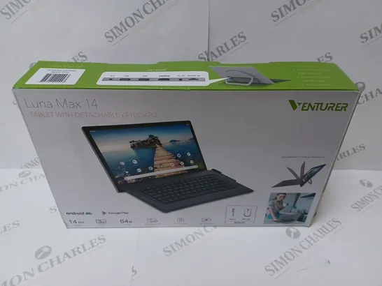 BRAND NEW BOXED VENTURER LUNA MAX 14 64GB 14" HD TABLET WITH DETACHABLE KEYBOARD 