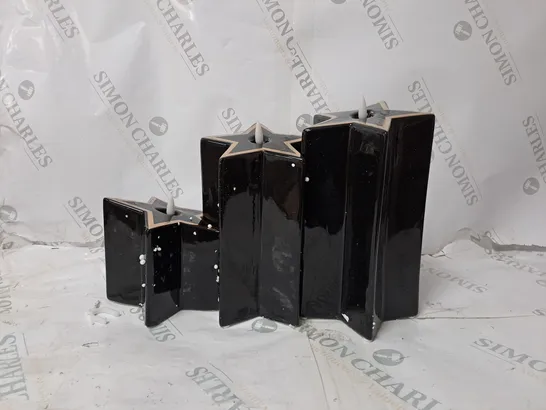 BOXED SET OF 3 CERAMIC BLACK STARS 