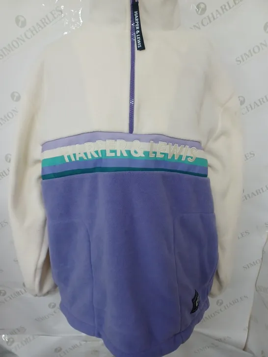 HARPER & LEWIS MULTICOLOURED 1/2 ZIP FLEECE SIZE MEDIUM