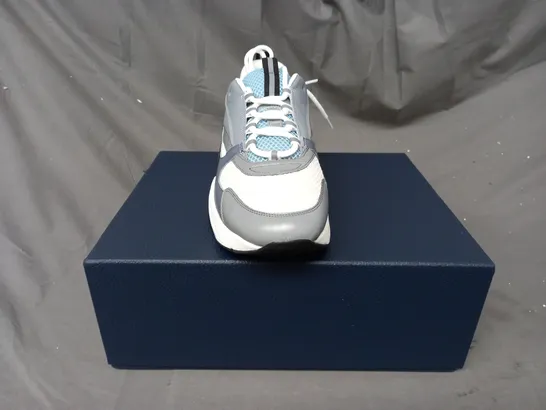 BOXED PAIR OF DIOR SHOES IN WHITE/BLUE MULTI EU SIZE 43