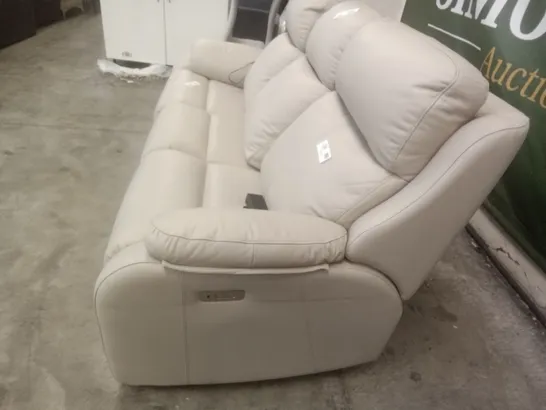 DESIGNER G PLAN MADE KINGSBURY 3 SEATER ELECTRIC RECLINER DBL SOFA - OXFORD PUTTY LEATHER