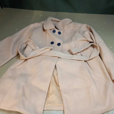 BEIGE CHILDRENS BLAZER STYLE JACKET WITH BELT - SIZE UNKNOWN