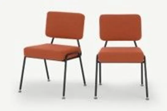 BRAND NEW BOXED MADE.COM SET OF 2 KNOX DINING CHAIRS, RETRO ORANGE (1 BOX)