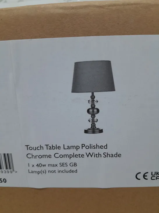 BOXED EDITH TOUCH TABLE LAMP POLISHED CHROME WITH SHADE