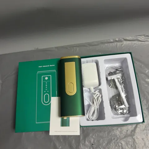 BOXED UNBRANDED HAIR REMOVAL DEVICE IN GREEN