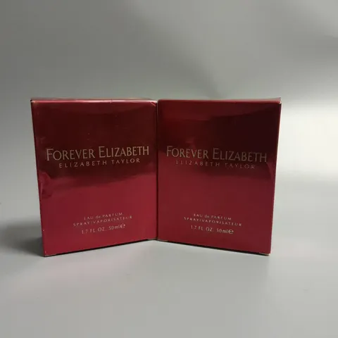 2 BOXED ELIZABETH TAYLOR FOREVER ELIZABETH EAU DE PARFUM SPRAY 50ML  
