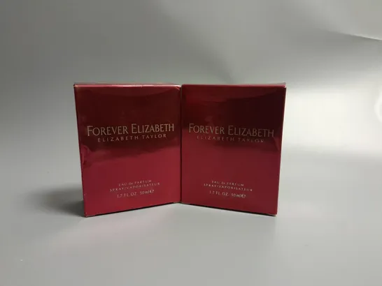 2 BOXED ELIZABETH TAYLOR FOREVER ELIZABETH EAU DE PARFUM SPRAY 50ML  