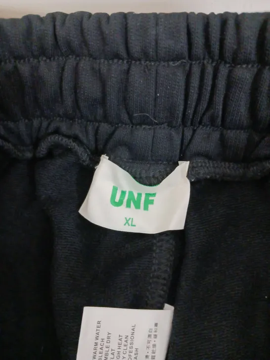 UNFOLLOWING VINDI BLACK JOGGER BOTTOMS SIZE XL