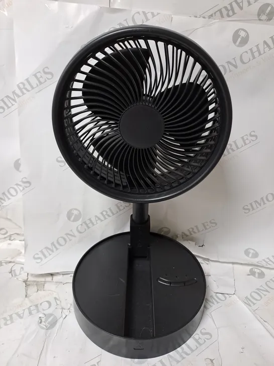 BOXED BELL & HOWELL RECHARGEABLE EXTENDABLE DESK & FLOOR FAN, BLACK