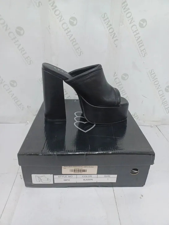 KOI FOOTWEAR LADIES BLACK HIGH HEELED MULES SIZE 7