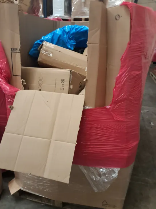 PALLET OF ASSORTED HOUSEHOLD ITEMS TO INCLUDE FISHING TACKLE SETS, SNOW ROOF RAKE AND AIR FRYER OVEN