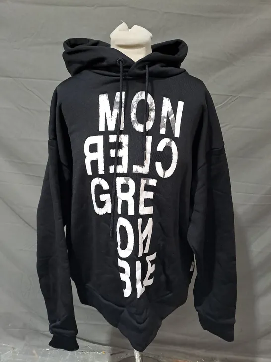 MONCLER GRENOBLE LOGO PRINT HOODIE IN BLACK SIZE XL