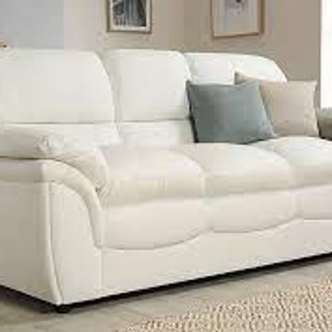 BOXED DESIGNER ROCHESTER IVORY LEATHER 3 SEATER SOFA