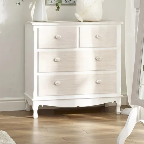 BOXED 4 DRAWER CHEST OF DRAWERS CREAM AND WHITE (1 BOX)