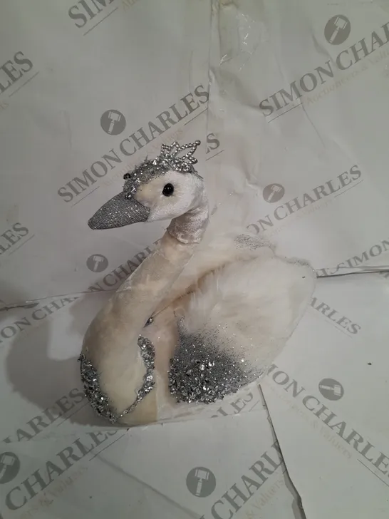 SET OF 2 FAUX FUR SWANS