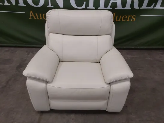 QUALITY DESIGNER ITALIAN MADE PATRIZIO WHITE LEATHER ARMCHAIR