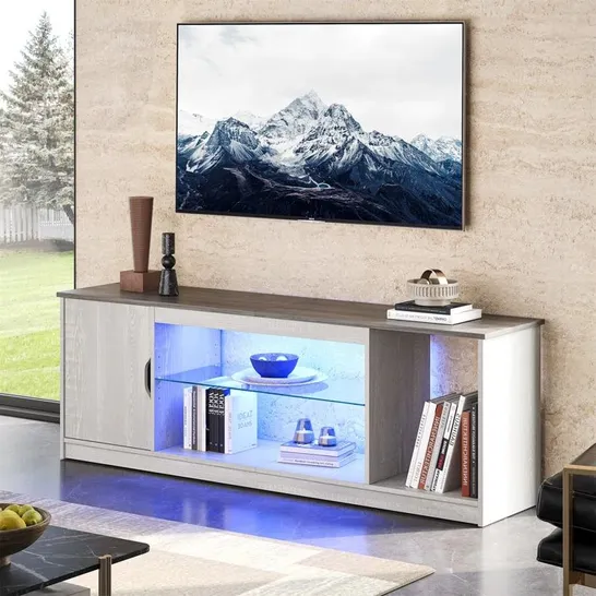 BOXED NABRIA MEDIA CONSOLE LED TV STAND - WHITE (1 BOX)