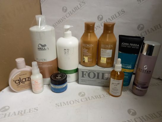 LOT OF APPROXIMATELY 11 HAIR CARE ITEMS, TO INCLUDE REDKEN, PHILIP KINGSLEY, AVA ESTELL, ETC