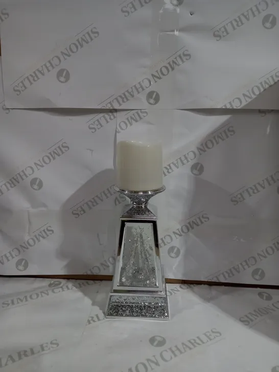 JULIEN MACDONALD FLAMELESS SWIRLING GLITTER CHRISTMAS TREE CANDLE HOLDER