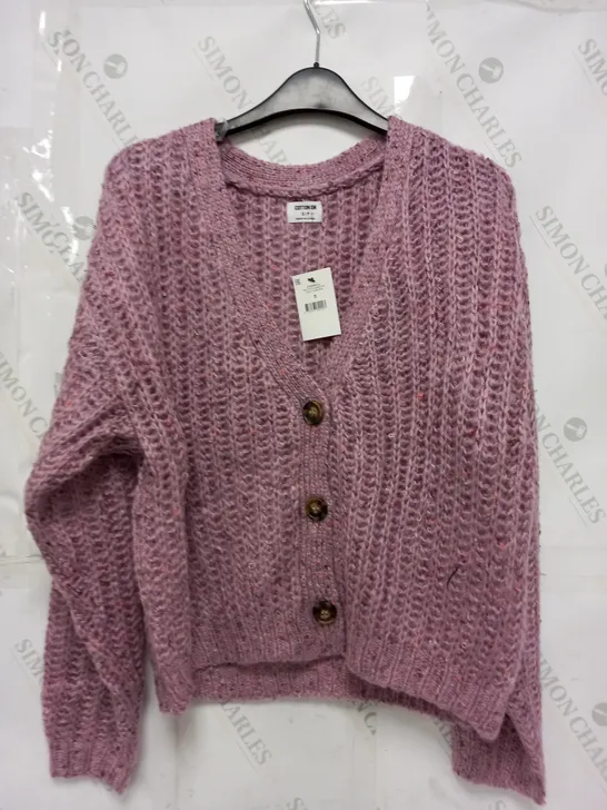 APPROXIMATELY 55 MULTI YARN CROPPED CARDIS IN PURPLE MULTI ALL IN VARIOUS SIZES - COLLECTION ONLY