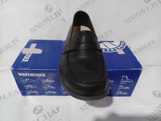 BOXED PAIR OF BIRKENSTOCK LOAFERS IN BLACK EU SIZE 41