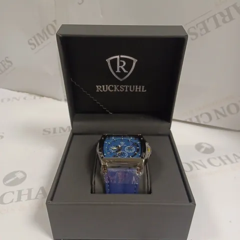 MEN’S RUCKSTUHL R300 CHRONOGRAPH WATCH – BLUE MULTI FUNCTION DIAL - 3ATM WATER RESISTANT – GENUINE LEATHER STRAP