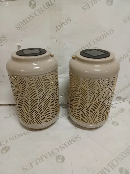 GARDEN REFLECTIONS SET OF 2 PATTERNED SOLAR LANTERNS