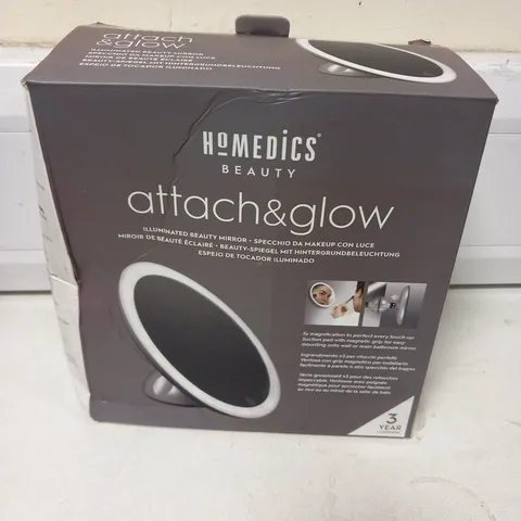 BOXED HOMEDICS ATTACH & GLOW RECHARGABLE LED MIRROR